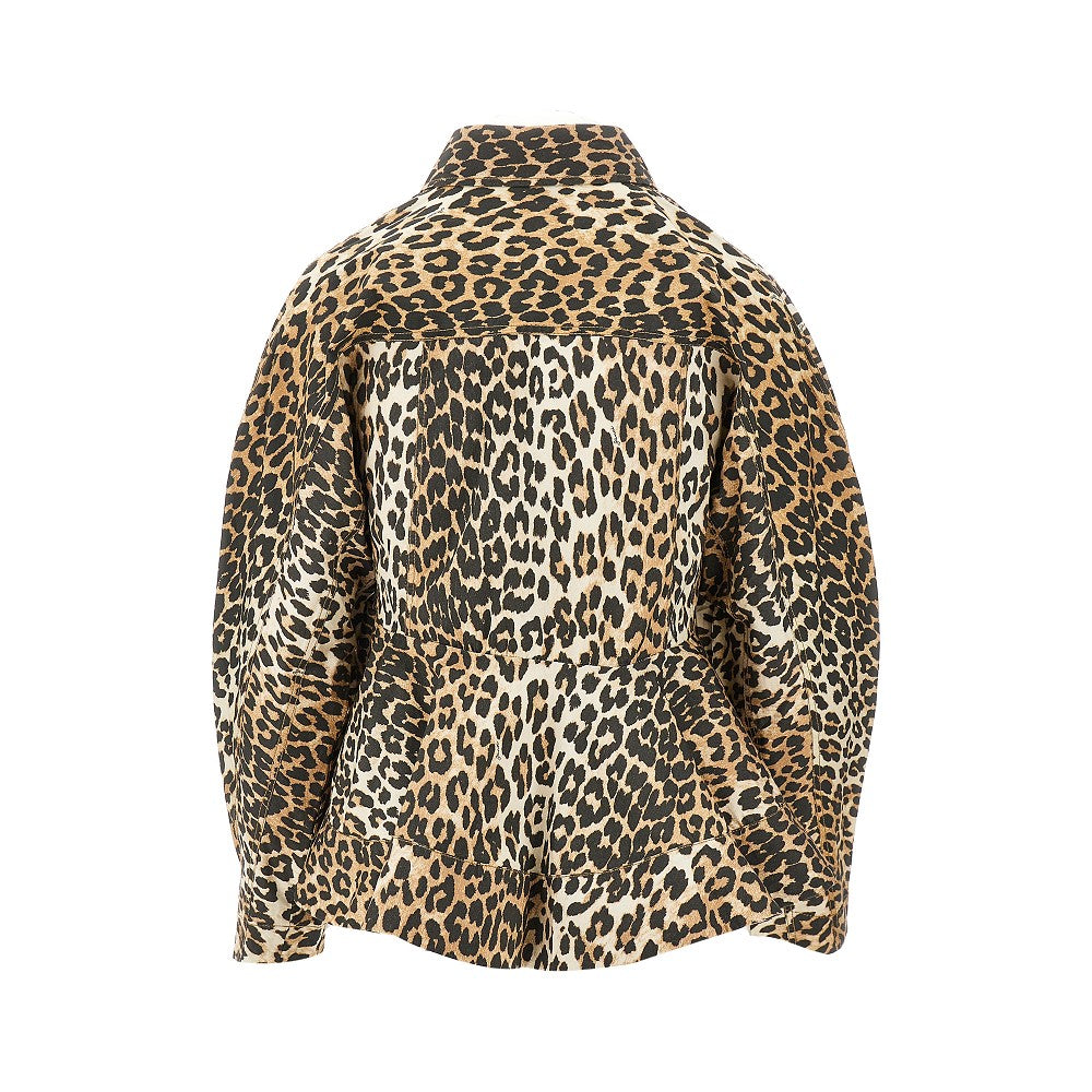 GANNI 40 leopard cotton peplum shirt