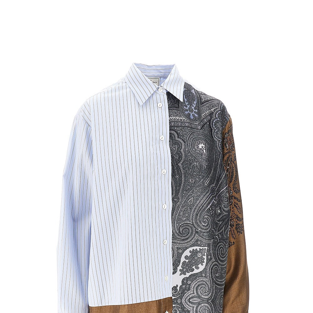 PIERRE LOUIS MASCIA M cotton and silk patchwork shirt dress
