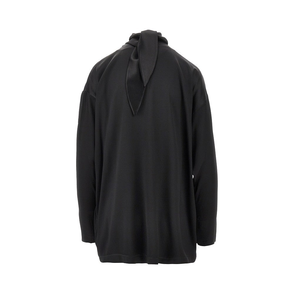 PHOEBE PHILO 40 stretch satin blouse with knotted neck