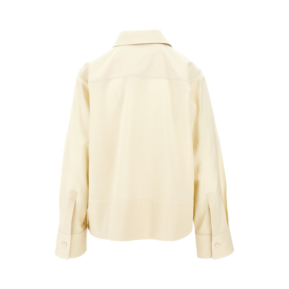 JIL SANDER 38 wool ripstop shirt
