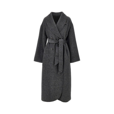 reversible double-breasted coat with belt