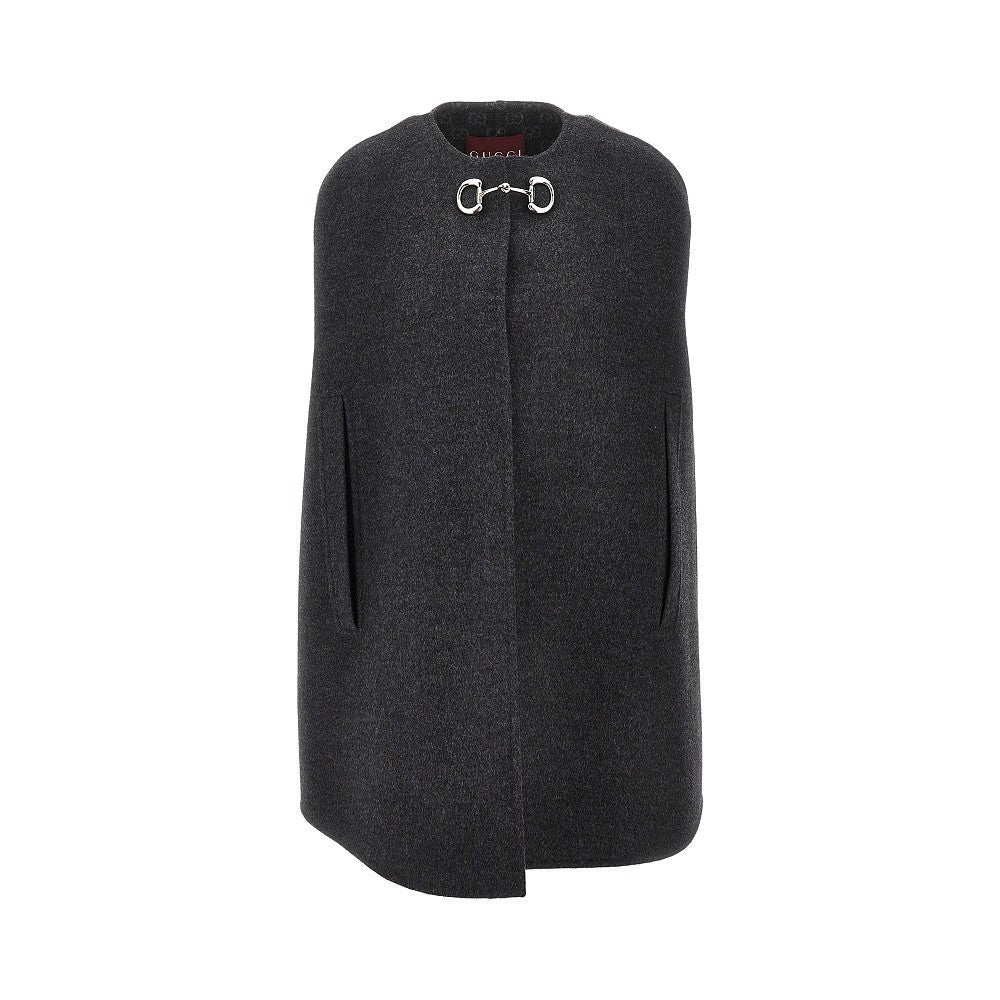 GUCCI 40 wool and silk cape with horsebit detail