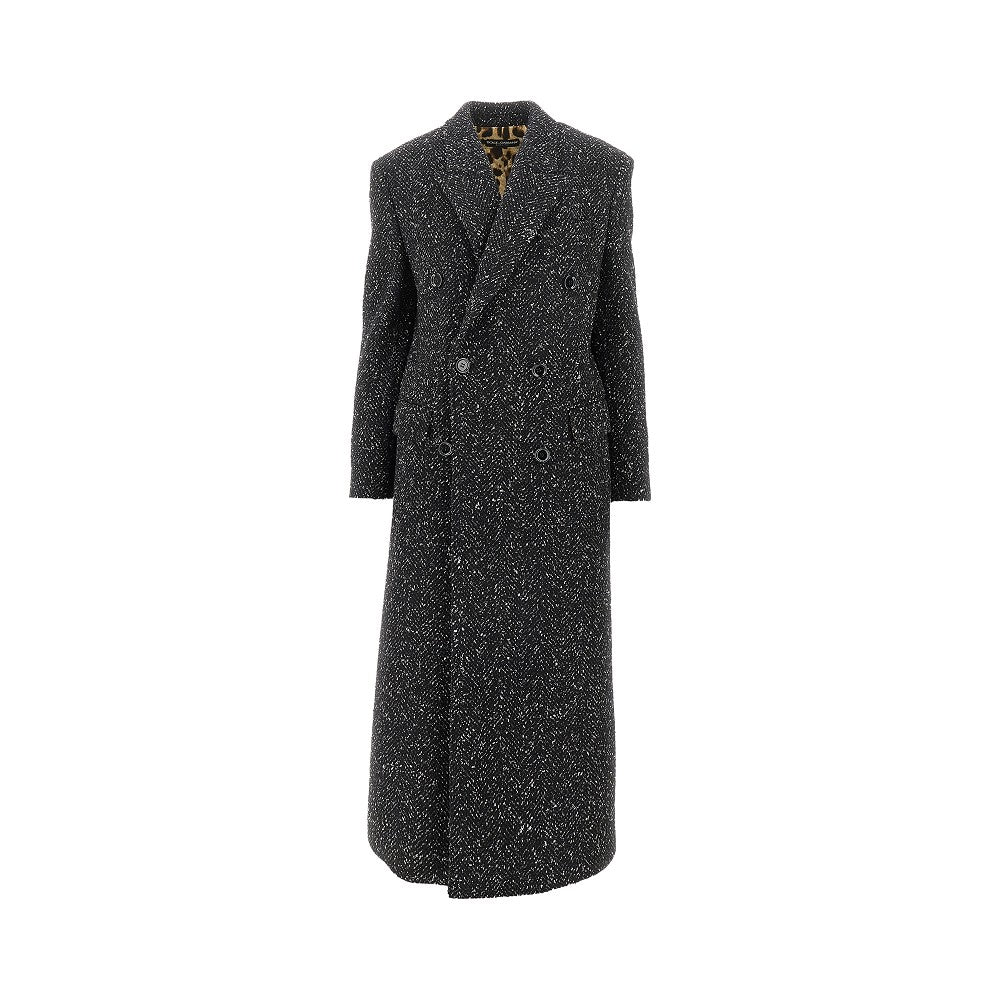 DOLCE&GABBANA 42 mouliné wool and silk blend long coat