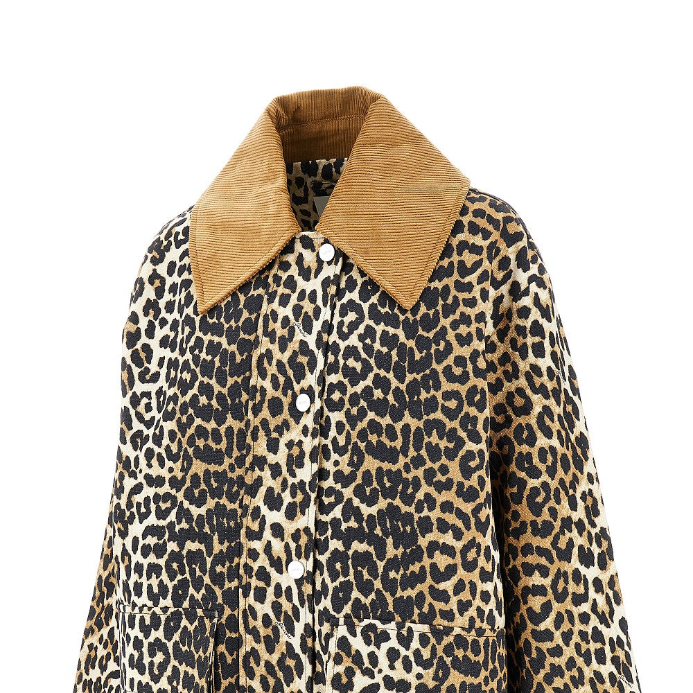 GANNI XXSXS leopard print canvas relaxed fit jacket