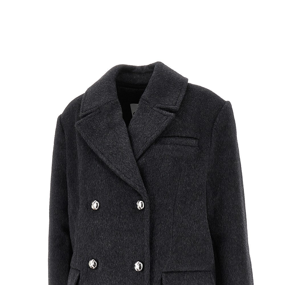 GANNI S-M wool-blend oversized double-breasted peacoat