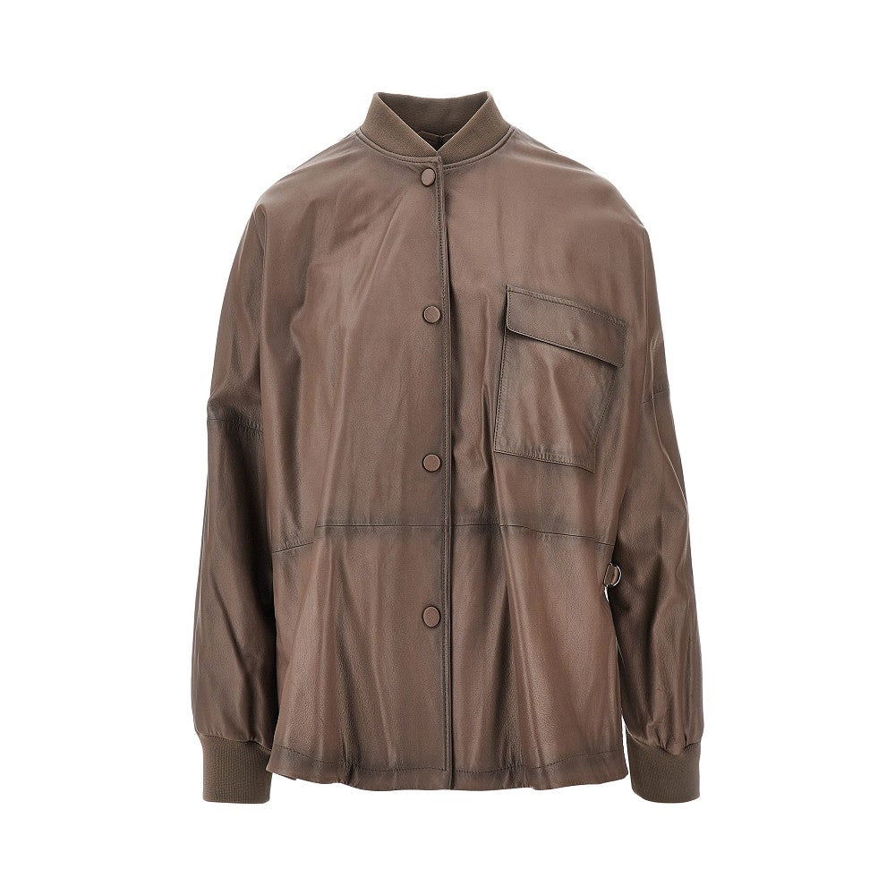 EMPORIO ARMANI 40 nappa leather oversized blouson jacket