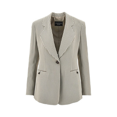 icon striped crepe single-breasted jacket