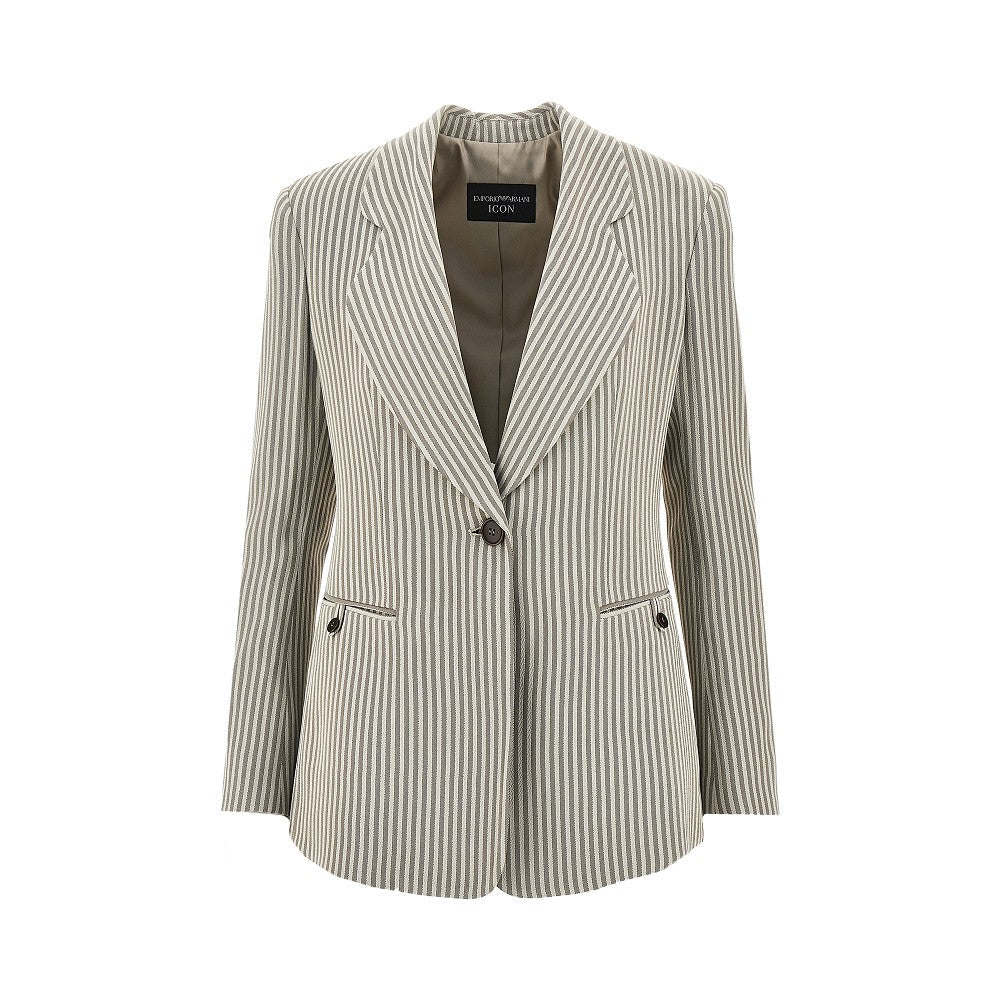 EMPORIO ARMANI 40 icon striped crepe single-breasted jacket