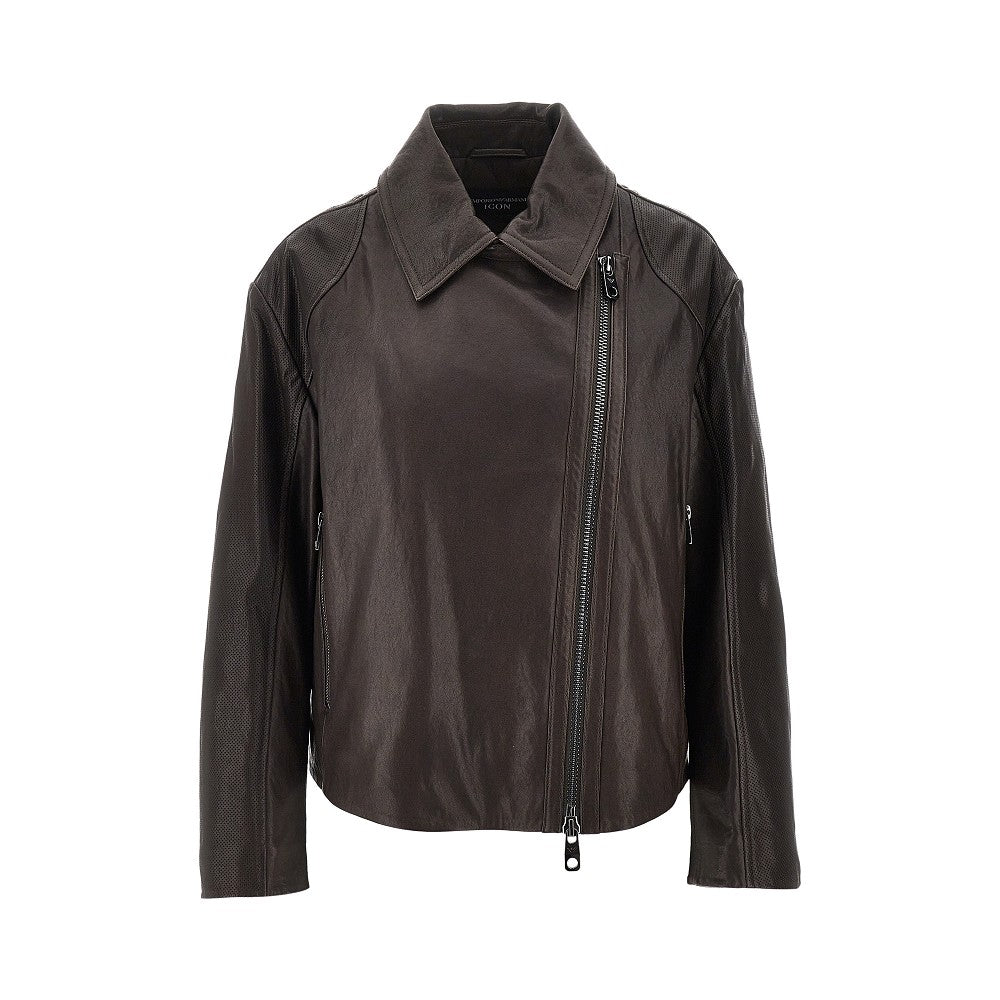 EMPORIO ARMANI 40 leather biker jacket