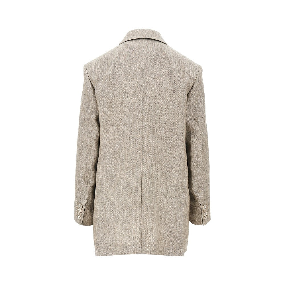 MAX MARA 42 chevron linen double-breasted jacket