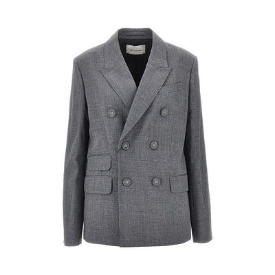 double-breasted wool blazer with belt