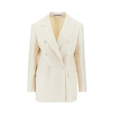double-breasted linen twill jacket