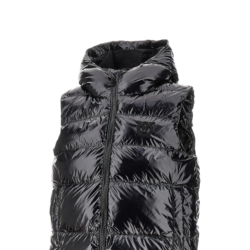 PINKO XS glossy coated nylon padded vest