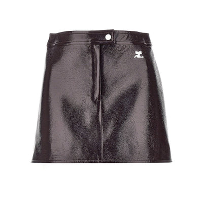 vinyl effect coated mini skirt