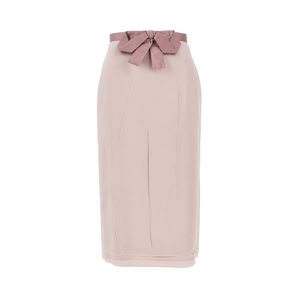 VALENTINO 40 satin midi skirt with bow