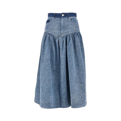 cotton denim long skirt