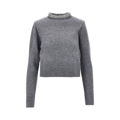 knitted crewneck sweater with crystals