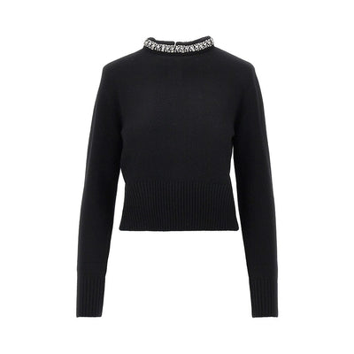knitted crewneck sweater with crystals