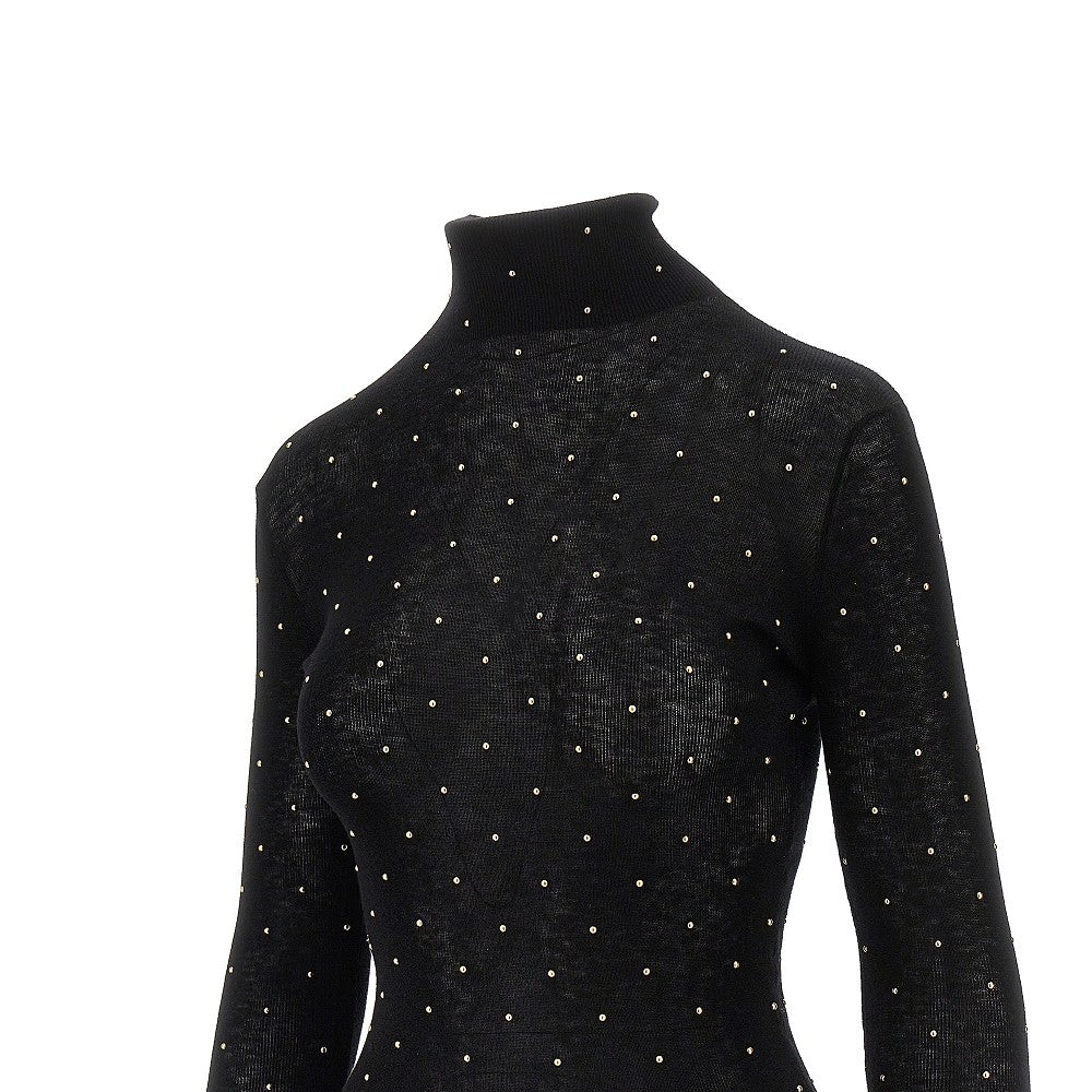 RABANNE L studded wool turtleneck top