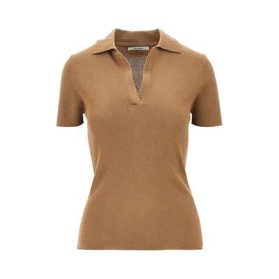 ribbed wool polo shirt