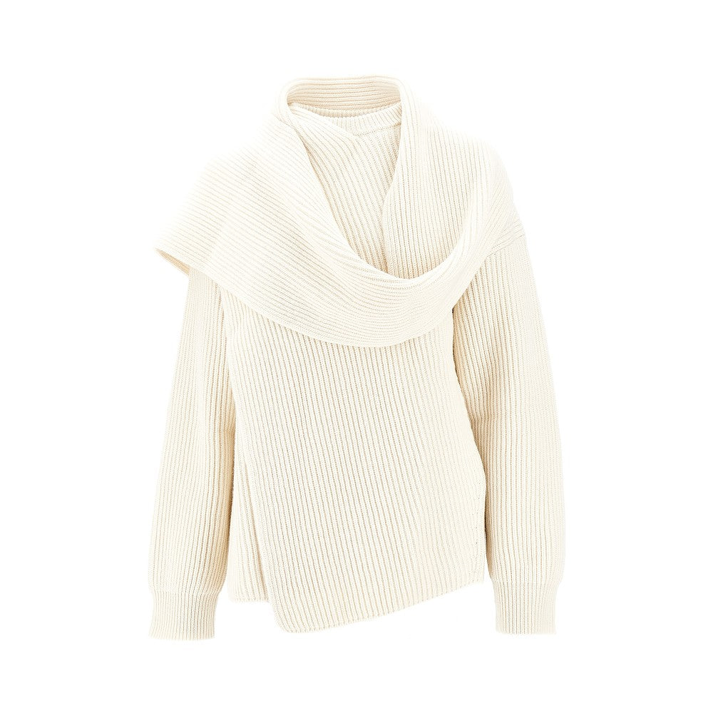 JIL SANDER 38 wool sweater with scarf detail