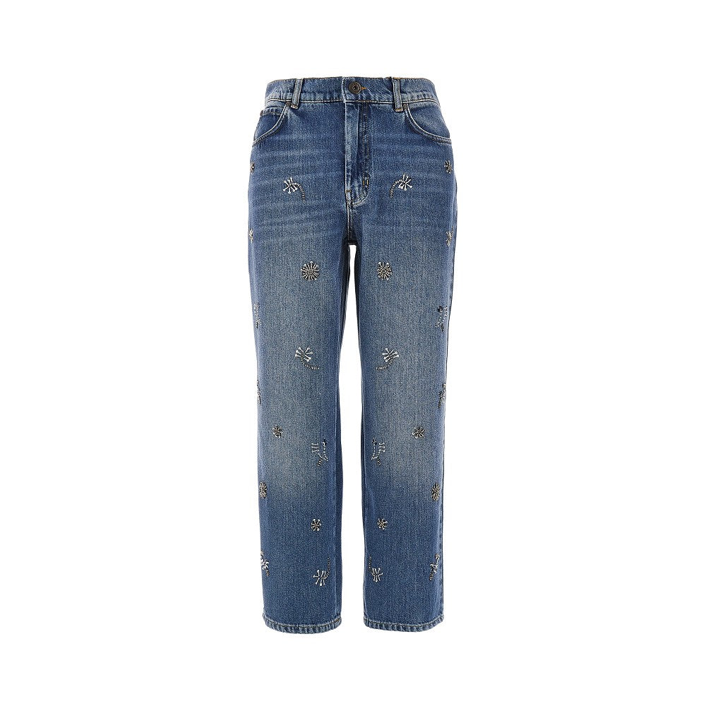MAX MARA WEEKEND 44 cropped jeans with beads embroidery