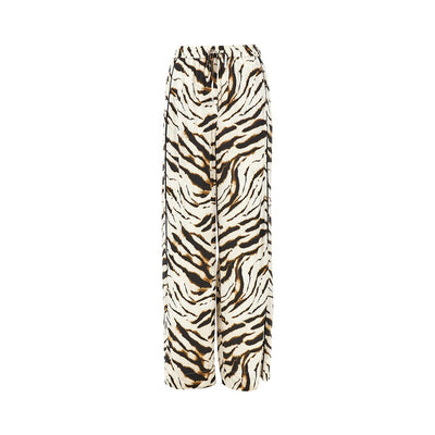 satin pants with zebra-striped print