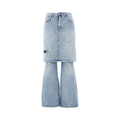 layered jeans with skirt