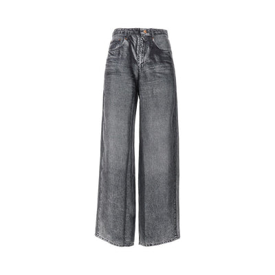 demim print silk pants
