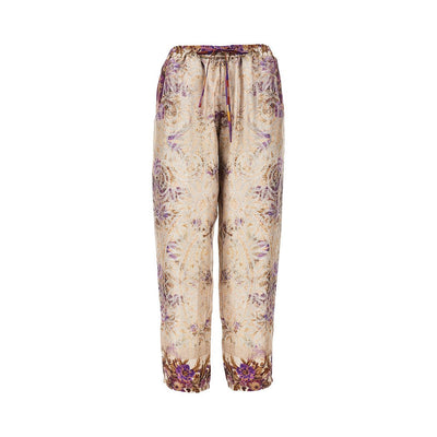 printed silk twill pants