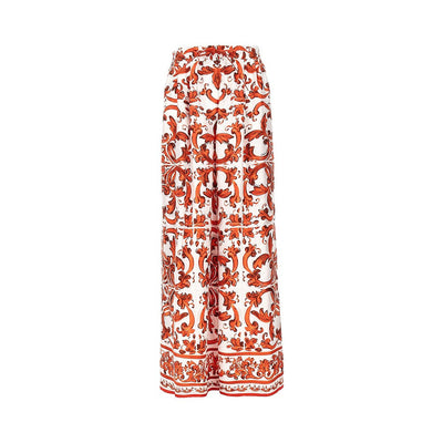 silk pants with maiolica print