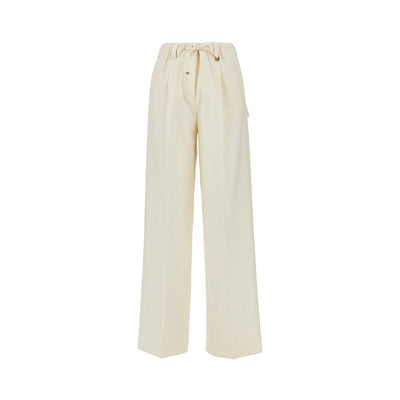 wool gabardine pants with drawstring