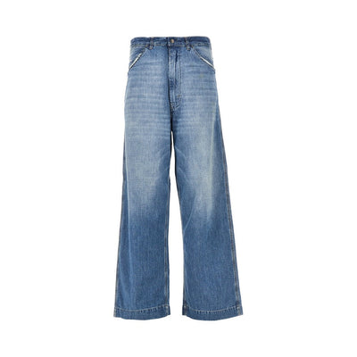 washed denim wide leg jeans