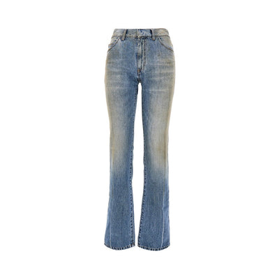 used-effect straight leg jeans