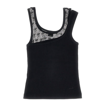 ribbed jersey and love birds lace tank top
