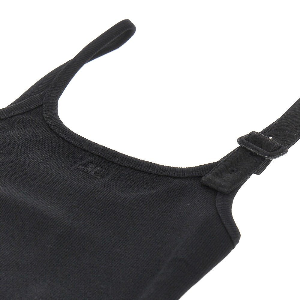COURREGES S 90s buckled strap ribbed tank top