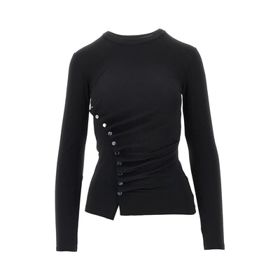 draped jersey top with press-studs