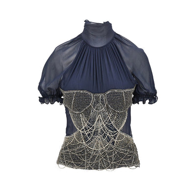 silk georgette top with beads