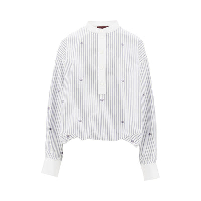 pinstriped poplin balloon fit shirt