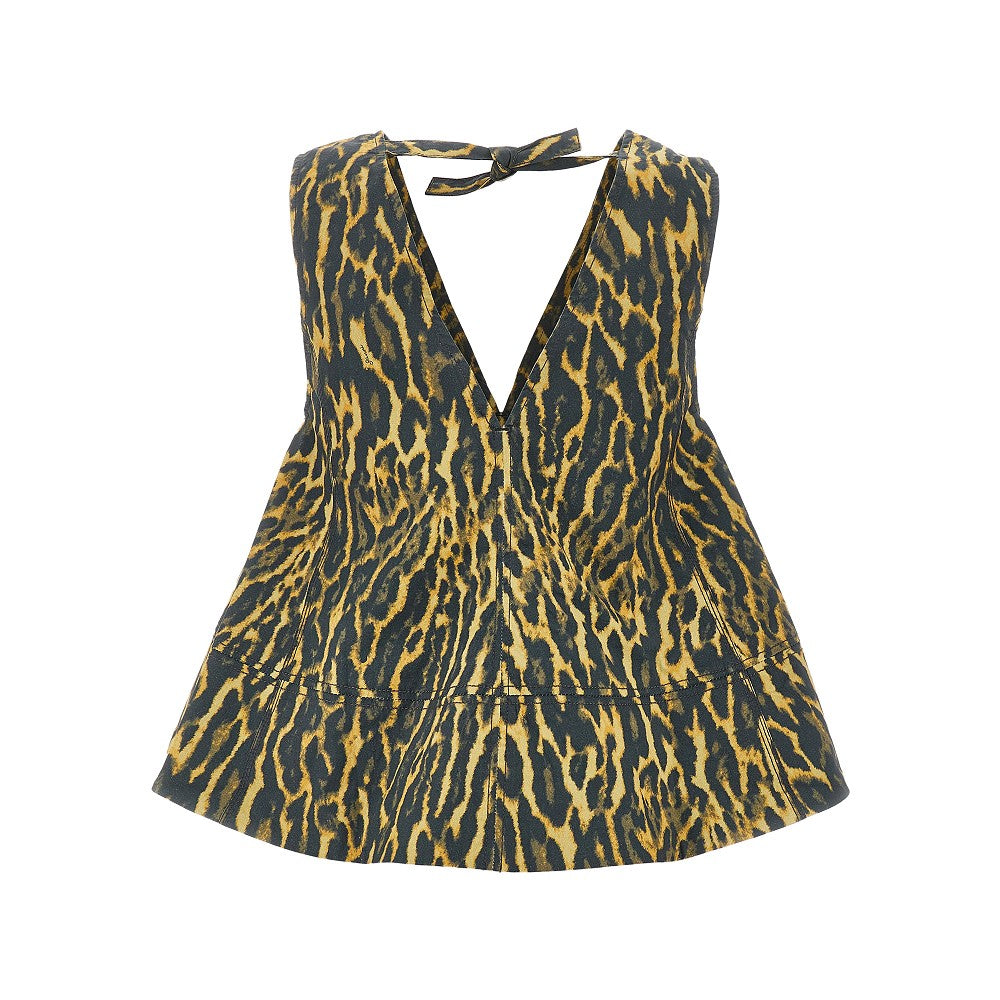 GANNI 36 leopard-print cotton top