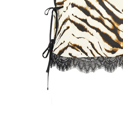 satin top with zebra-striped print