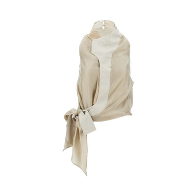 mixed fabric halter neck top