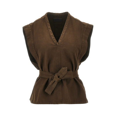 broken twill top with belt t