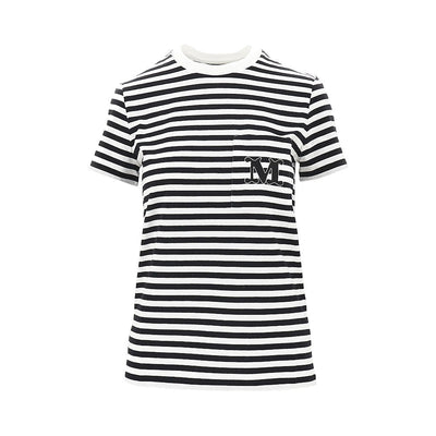 monogram embroidery striped t-shirt