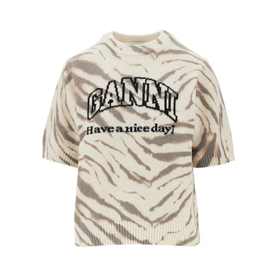 knitted top with zebra-striped motif