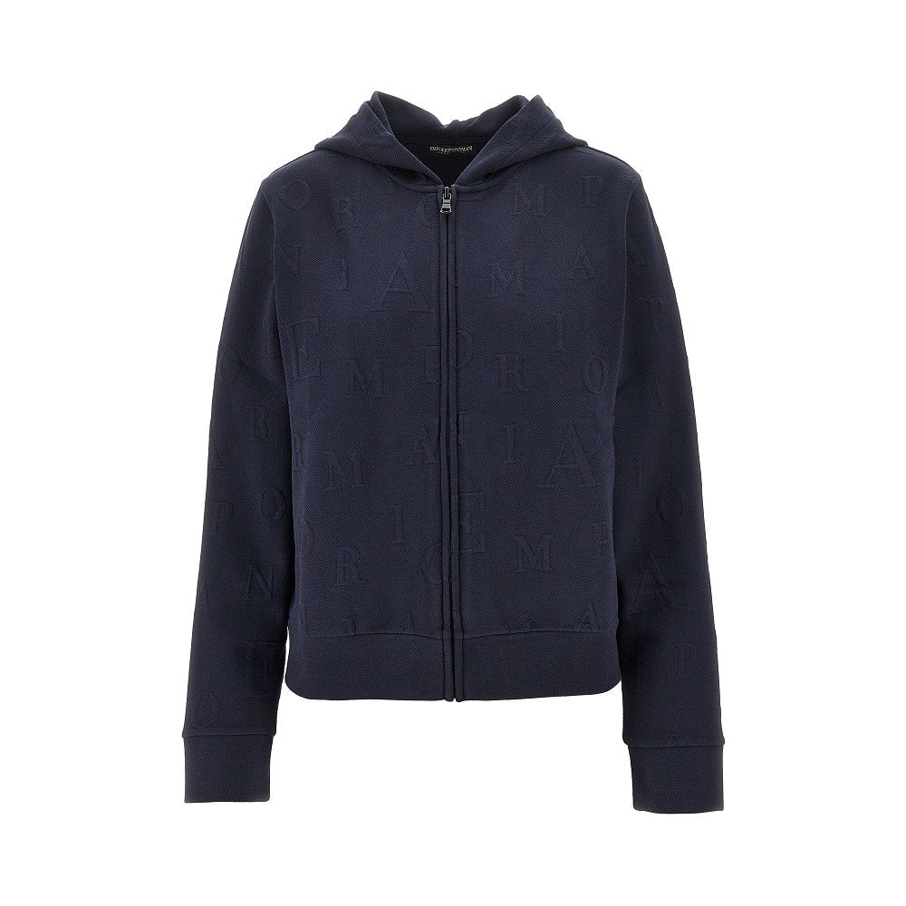 EA BODYWEAR XS embossed logo motif full-zip hoodie