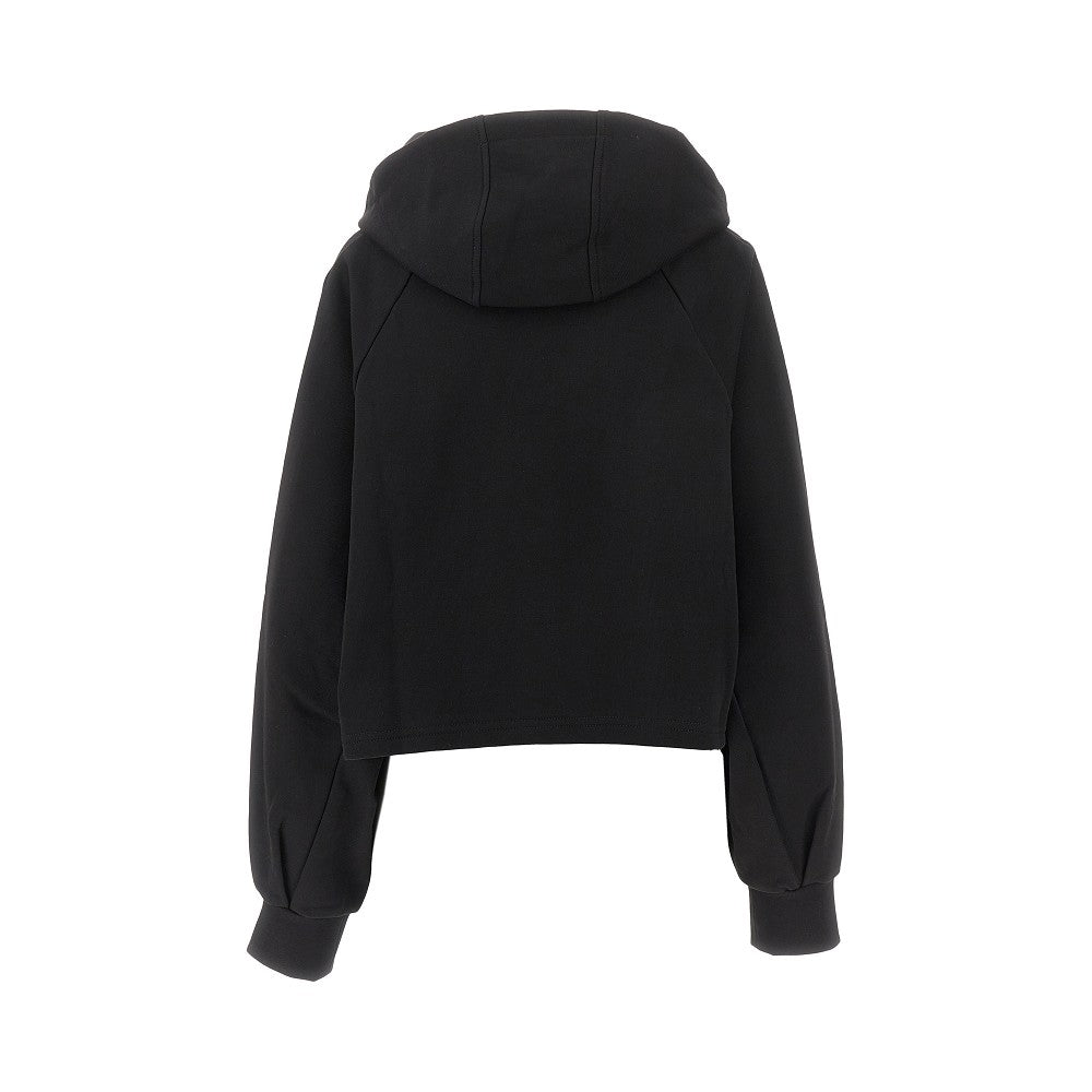 PINKO XS logo embroidery cropped hoodie