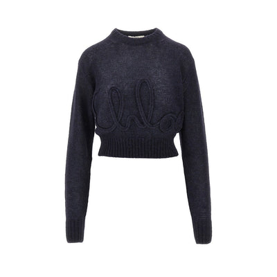 alpaca and silk sweater with logo