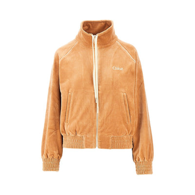 velvet full-zip sweatshirt