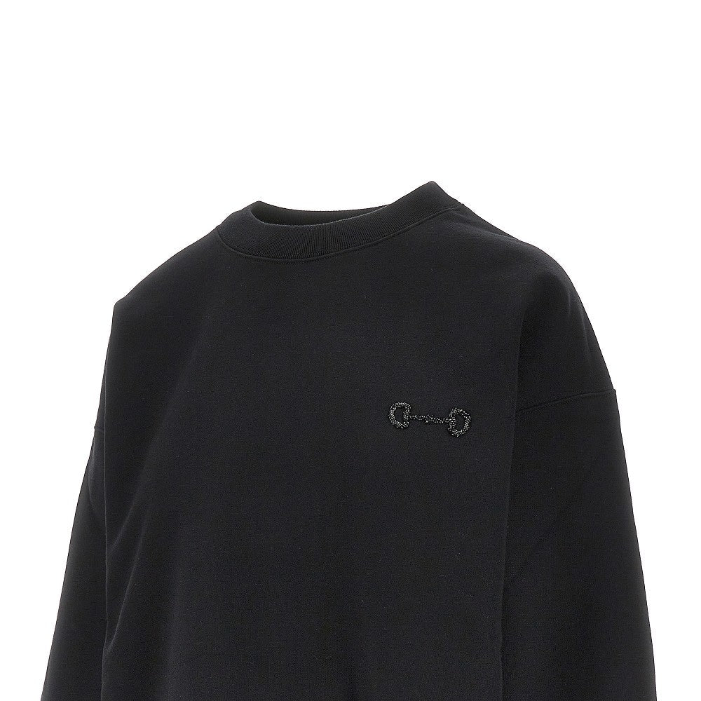 GUCCI S beaded horsebit embroidery sweatshirt